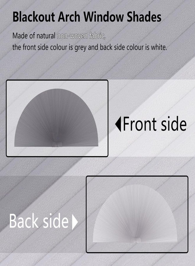 SEEYE Arch Window Blackout Shades, Pleated Fabric Blind (Radius: 36'') Half Circle Cellular Cordless Semicircular Blinds with No Tools, Half-Round Shade Easy to Cut and Install, Dark Gray-White - Image 2